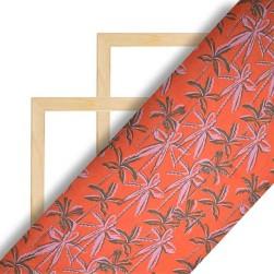 Buy Orange Floral Printed Satin Fabric Online in Surat