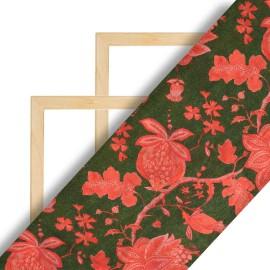 Buy Dark Green Floral Printed Muslin Fabric Online in Ludhiana