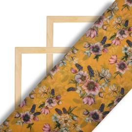 Buy Classic Yellow Floral Printed Organza Online in Surat