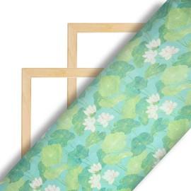 Buy Sea Green And Teal Aqua Floral Printed Crepe Online in Jalandhar